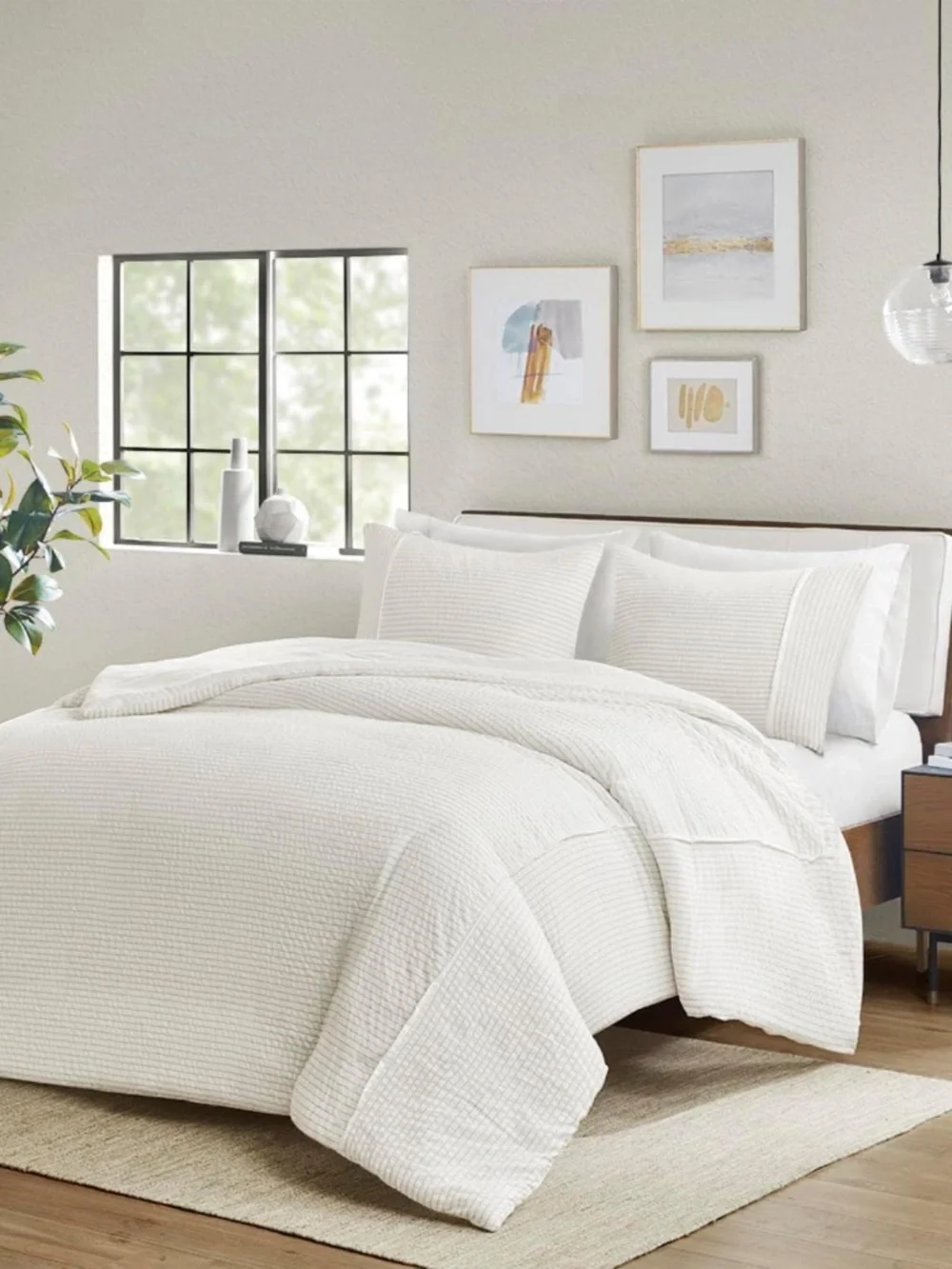 Beautyrest 3 Piece Striped Seersucker Queen Duvet Cover Set BR12-3842
